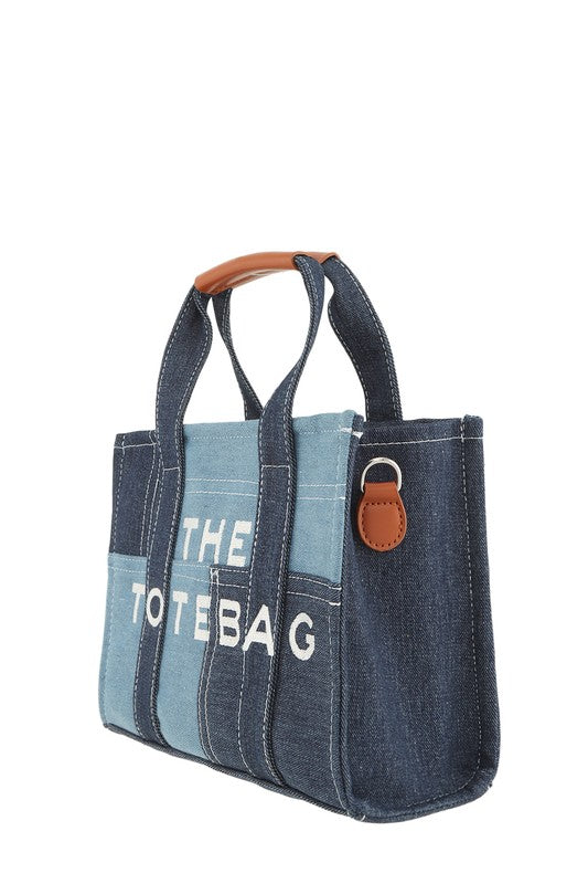 DENIM CROSSBODY TOTE BAG